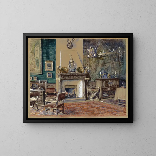 Bedroom with Fireplace - Franz Poledne — framed artwork on a wall