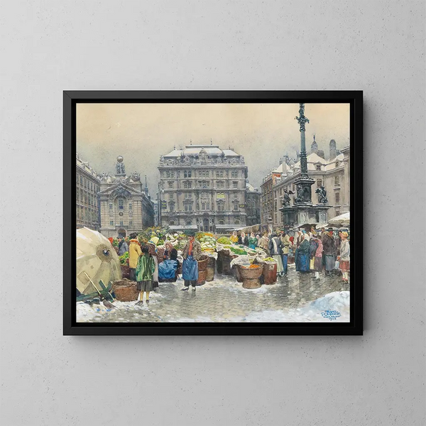 The Vegetable Market Am Hof - Franz Poledne — framed artwork on a wall