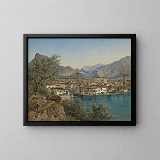 Rive au bord du lac de Garde - Franz Reinhold — framed artwork on a wall