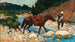 Un caballero atravesando un vado - Franz Roubaud — vista de la obra