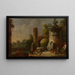 a landscape of fantastic ruins with a commemorative column - Franz Thomas Canton — framed artwork on a wall