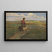 Young girl with goats on the way home - Franz Wallischeck — framed artwork on a wall