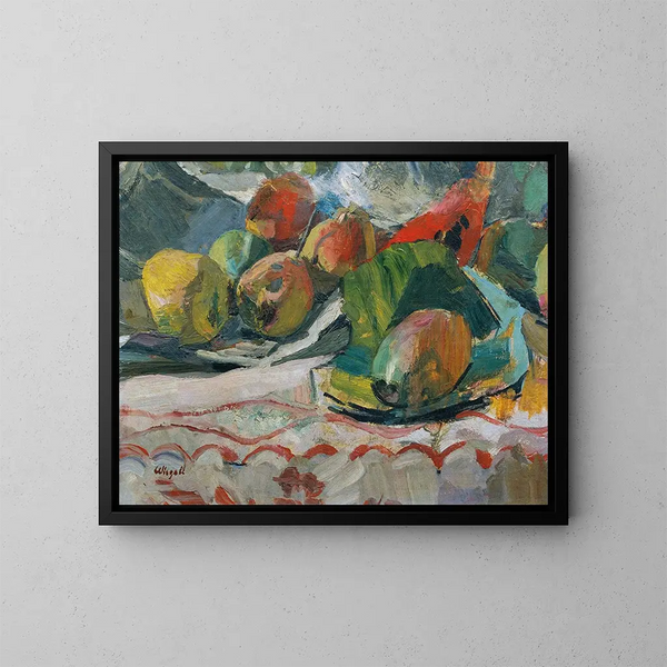 Naturaleza muerta con frutas - Franz Wiegele — cuadro enmarcado en la pared