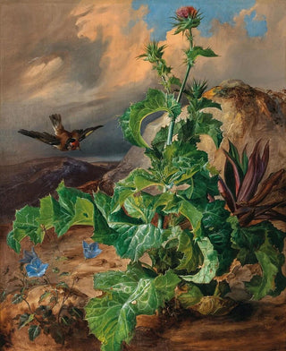 Franz Xaver Gruber - Large Thistle Still Life with Goldfinch.webp