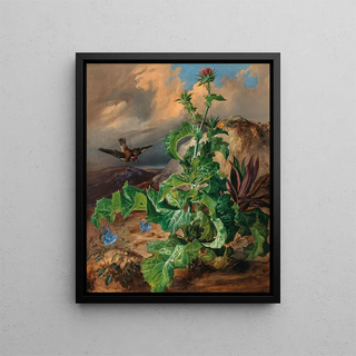 Franz Xaver Gruber - Large Thistle Still Life with Goldfinch.webp