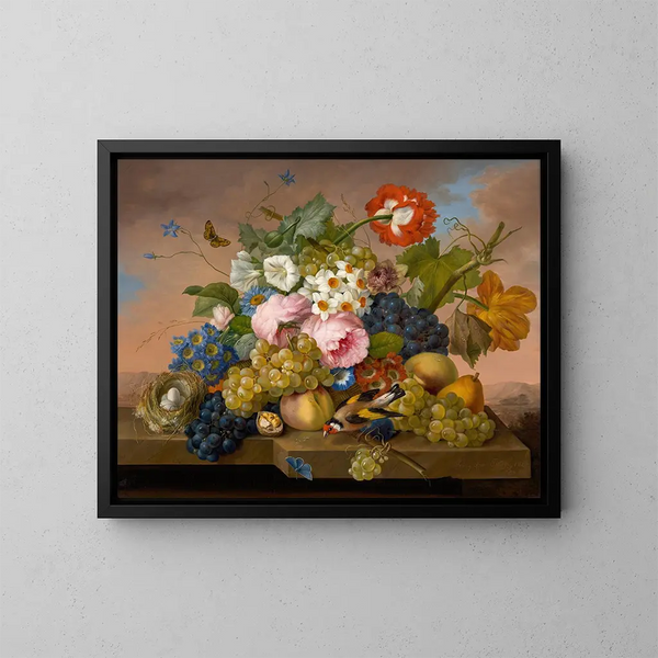 Naturaleza muerta con flores - Franz Xaver Petter — cuadro enmarcado en la pared