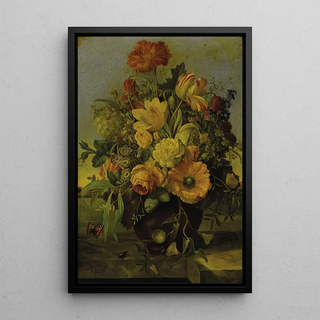 Franz Xaver Petter - Elaborate Floral Bouquet on a Marble Ledge with a Landscape Beyond.webp