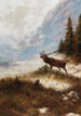 a Stag Roaring in a Winter Landscape - Franz Xaver von Pausinger — artwork view