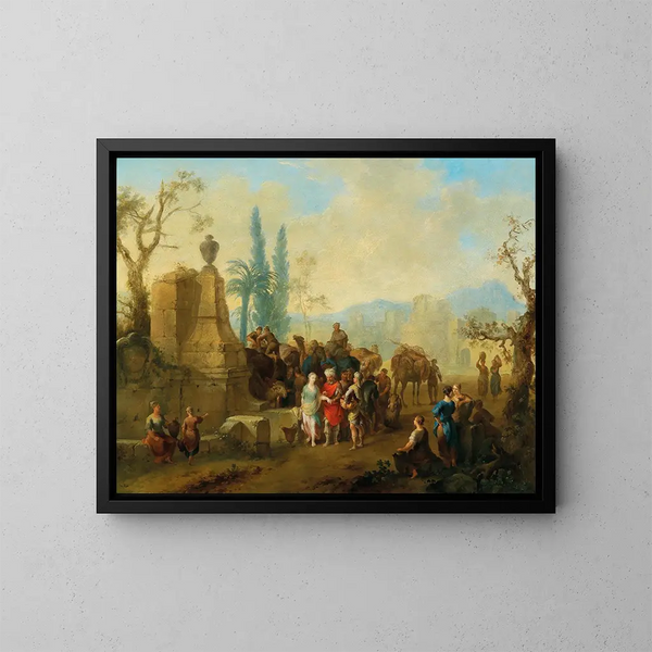 Rebecca y Eliezer en el pozo - Franz de Paula Ferg — cuadro enmarcado en la pared