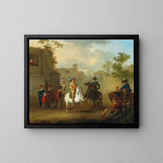Las lecciones de equitación - Franz de Paula Ferg — cuadro enmarcado en la pared