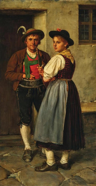 Franz von Defregger - A Young Couple at the Entrance.webp