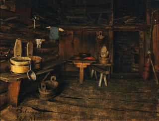 interior de una cabaña alpina - Franz von Defregger — vista de la obra