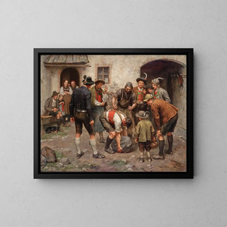 La prueba de fuerza - Franz von Defregger — cuadro enmarcado en la pared