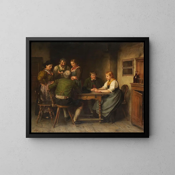 The Advertisement - Franz von Defregger — framed artwork on a wall