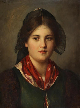 Franz von Defregger - Dirndl mit Spitzenhaube.webp