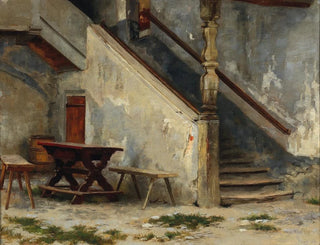 pasillo con escalera - Franz von Defregger — vista de la obra