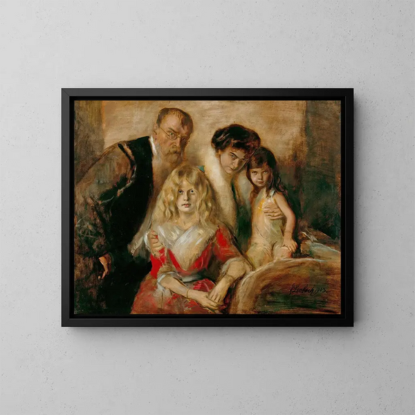 Franz von Lenbach con su esposa e hijas - Franz von Lenbach — cuadro enmarcado en la pared