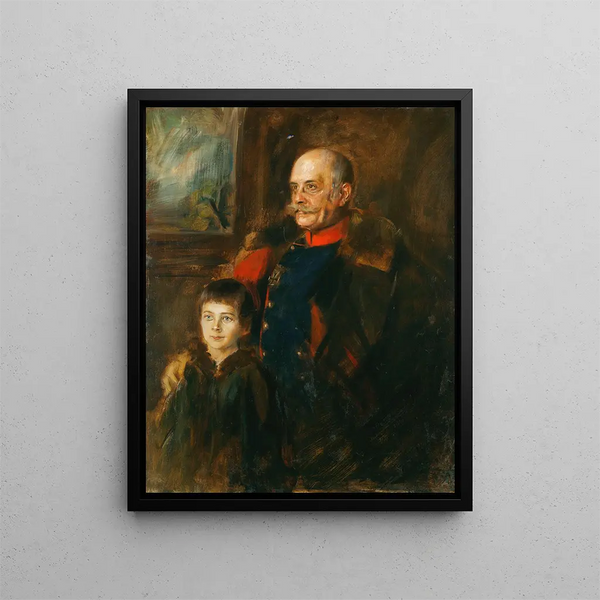 El general von Hartmann y su hijo Hermann - Franz von Lenbach — cuadro enmarcado en la pared