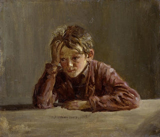 Georges, el hermano del artista, sentado en la mesa - Franz von Lenbach — vista de la obra