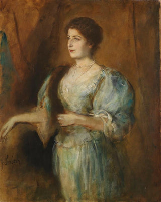 Franz von Lenbach - Portrt einer Dame mit Perlenkette und Pelzstola.webp