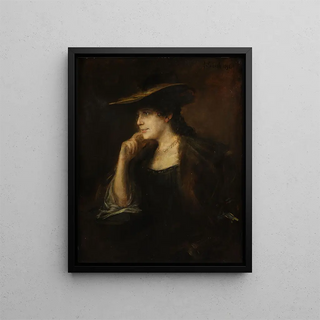 Franz von Lenbach - Portrt einer jungen Dame mit Pelzkragen und weitrandigem Hut.webp