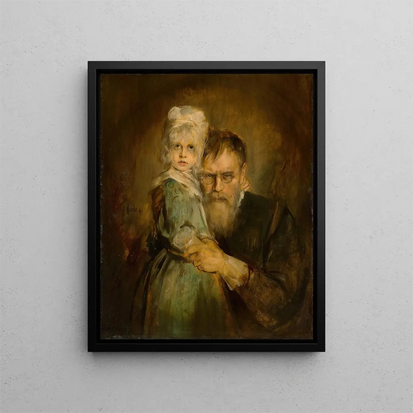 Autorretrato con su hija Marion - Franz von Lenbach — cuadro enmarcado en la pared