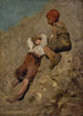 Two Peasant Boys on a Slope - Franz von Lenbach — artwork view