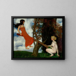 El columpio - Franz von Stuck — cuadro enmarcado en la pared