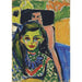 Fränzi frente a una silla esculpida - Ernst Ludwig Kirchner — presentado en un interior