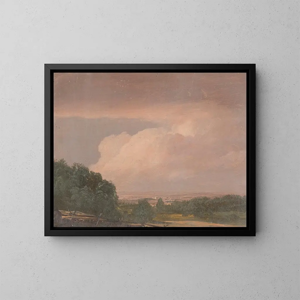 Landscape Painting probably of the Hudson Valley - Frederic Edwin Church — framed artwork on a wall