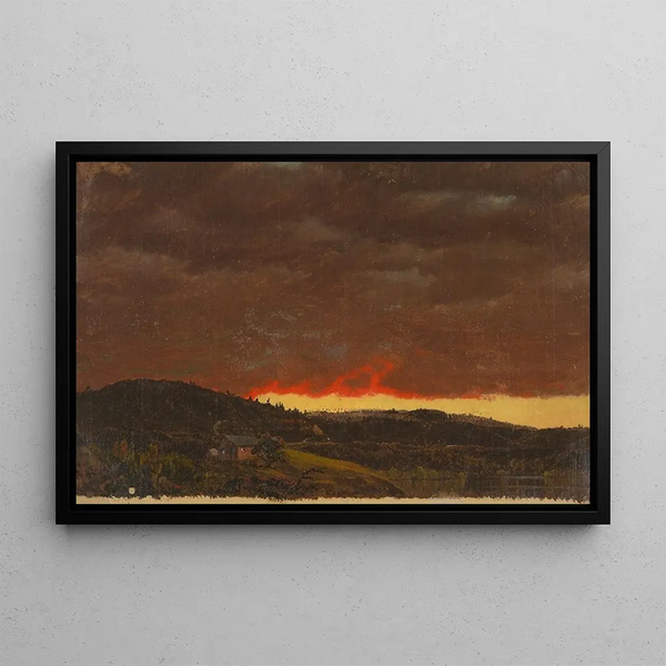 Landscape at Sunset - Frederic Edwin Church — framed artwork on a wall