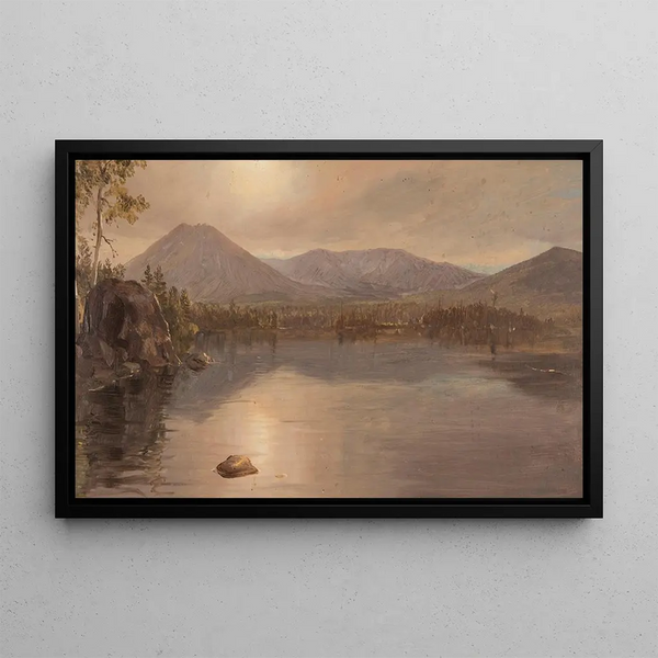 Monts Katahdin et Turner depuis le lac Katahdin, Maine - Frederic Edwin Church — framed artwork on a wall