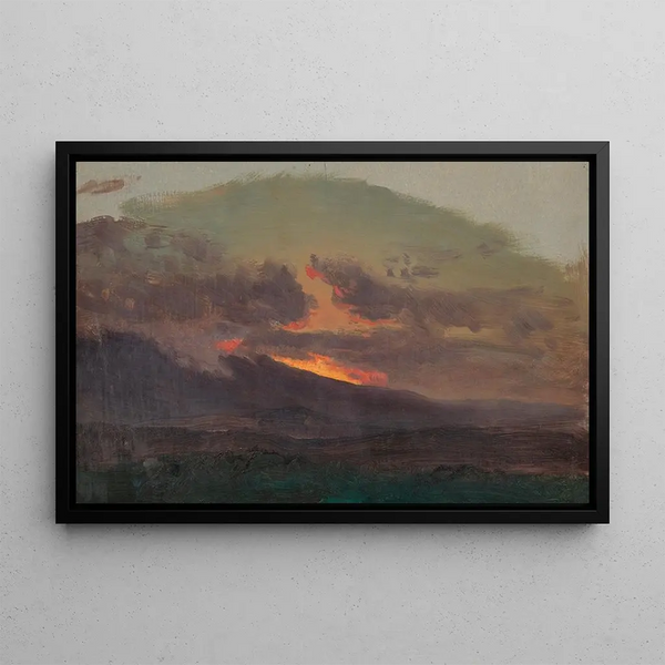 Sunset over the Catskills - Frederic Edwin Church — framed artwork on a wall