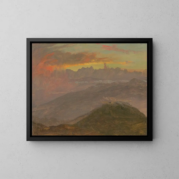 Sunset and Mountains - Frederic Edwin Church — framed artwork on a wall