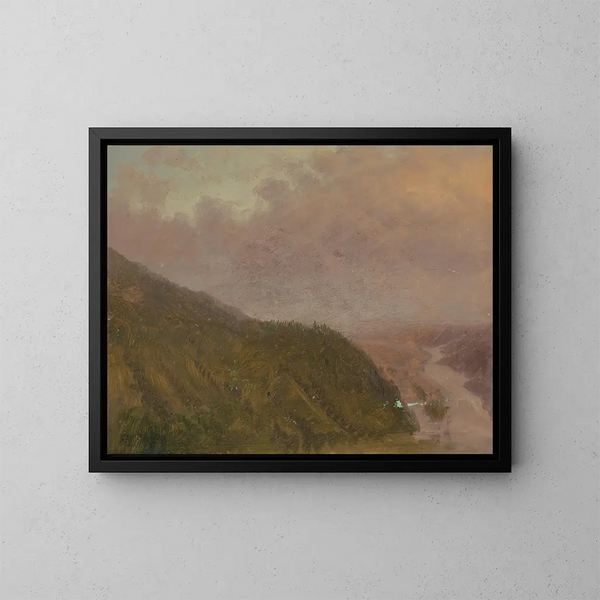 Valle vista desde la cima de una colina alta en Europa - Frederic Edwin Church — cuadro enmarcado en la pared