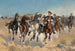 Démontés, les quatrièmes cavaliers déplaçant les chevaux menés - Frederic Remington — artwork view