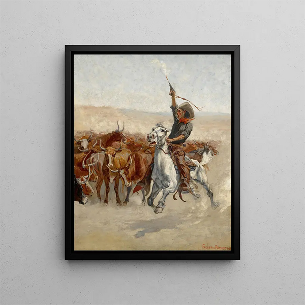 El Round-Up - Frederic Remington — cuadro enmarcado en la pared