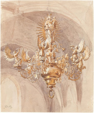 Frederic William Burton - A Chandelier with the Virgin Mary Holding the Christ Child.webp