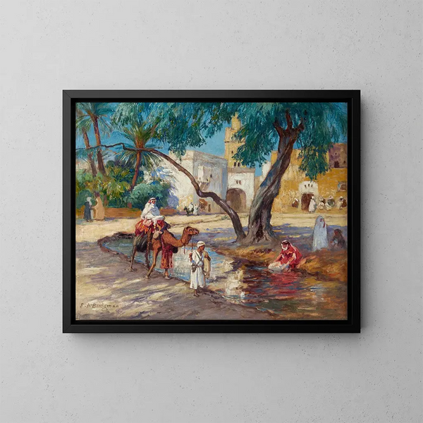 View of an Algerian Village - Frederick Arthur Bridgman — framed artwork on a wall