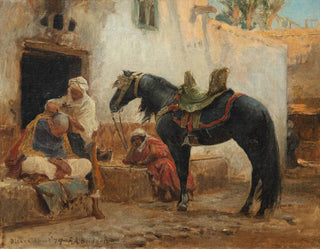 El barbero de Biskra - Frederick Arthur Bridgman — vista de la obra