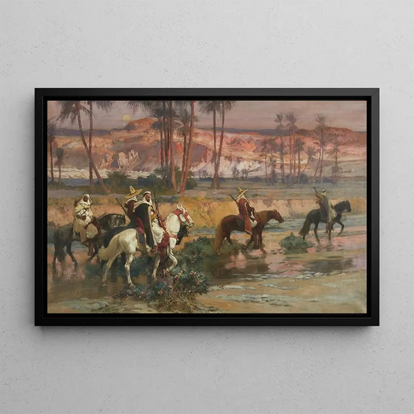 que cruza el arroyo, Argelia - Frederick Arthur Bridgman — cuadro enmarcado en la pared