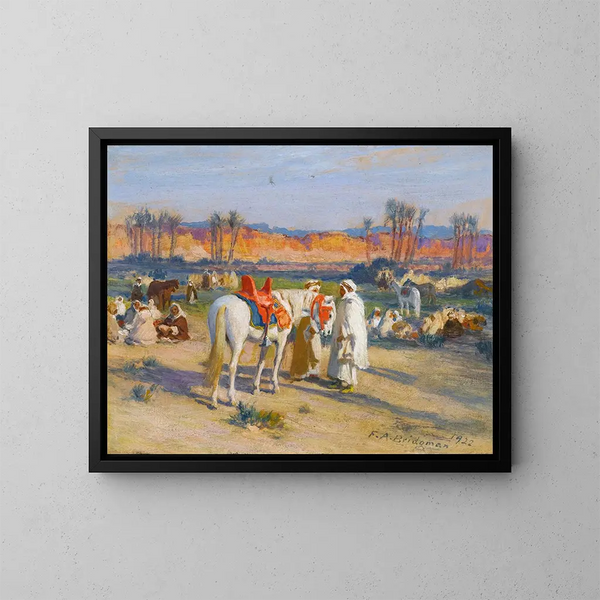 Parada en el desierto - Frederick Arthur Bridgman — cuadro enmarcado en la pared