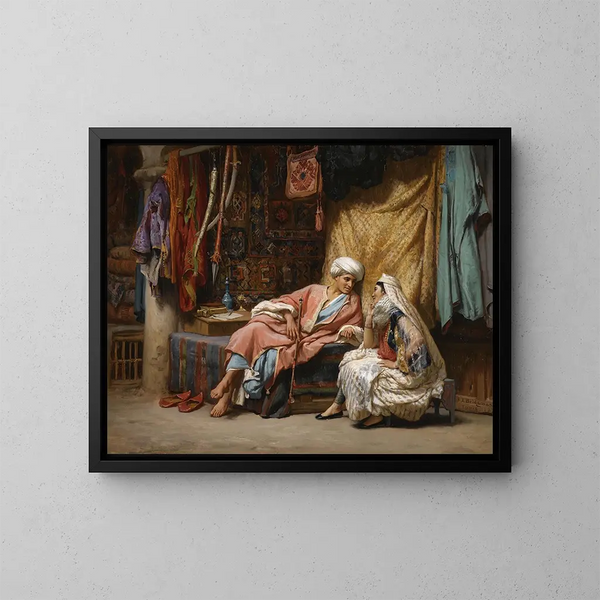 En el zoco tunecino - Frederick Arthur Bridgman — cuadro enmarcado en la pared
