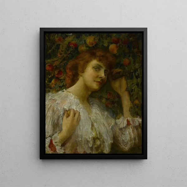 Dama de los duraznos - Frederick Arthur Bridgman — cuadro enmarcado en la pared
