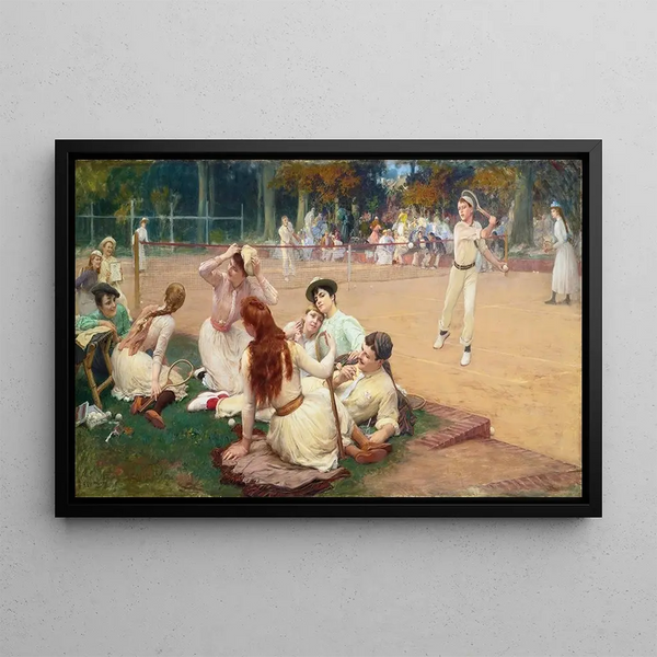 Club de tenis en césped - Frederick Arthur Bridgman — cuadro enmarcado en la pared