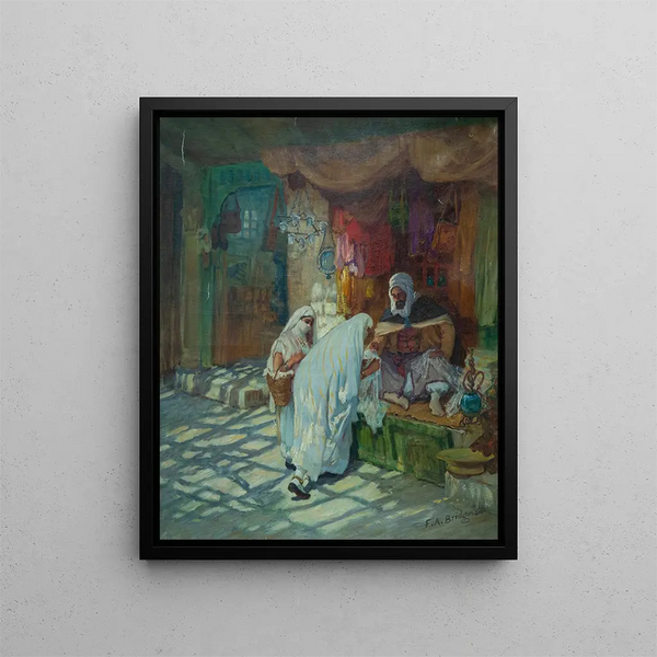 El Bazar - Frederick Arthur Bridgman — cuadro enmarcado en la pared