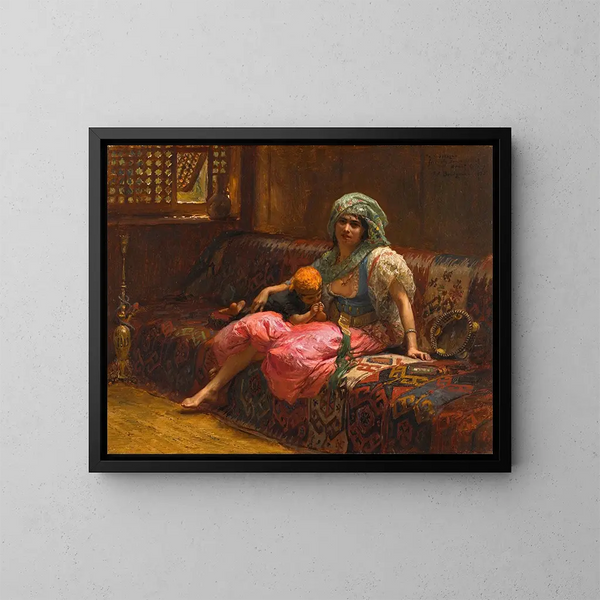 Momentos tiernos - Frederick Arthur Bridgman — cuadro enmarcado en la pared
