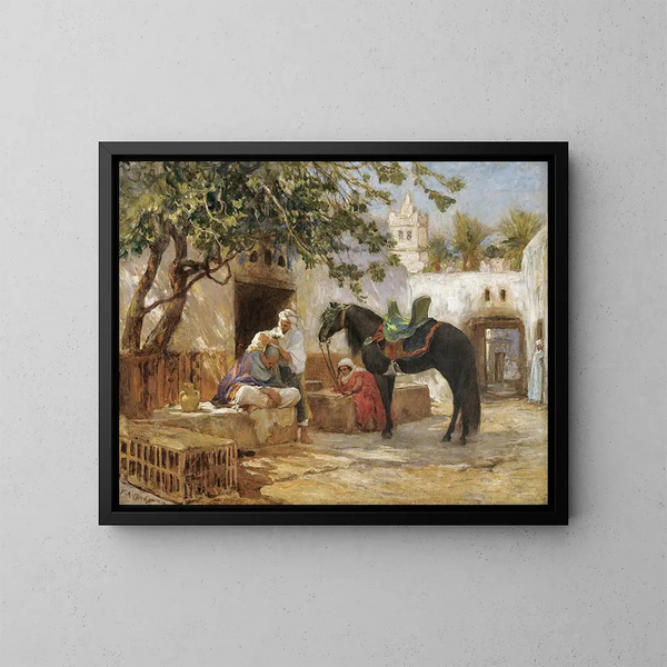 El Barbero - Frederick Arthur Bridgman — cuadro enmarcado en la pared