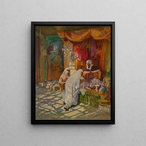 El Bazar - Frederick Arthur Bridgman — cuadro enmarcado en la pared