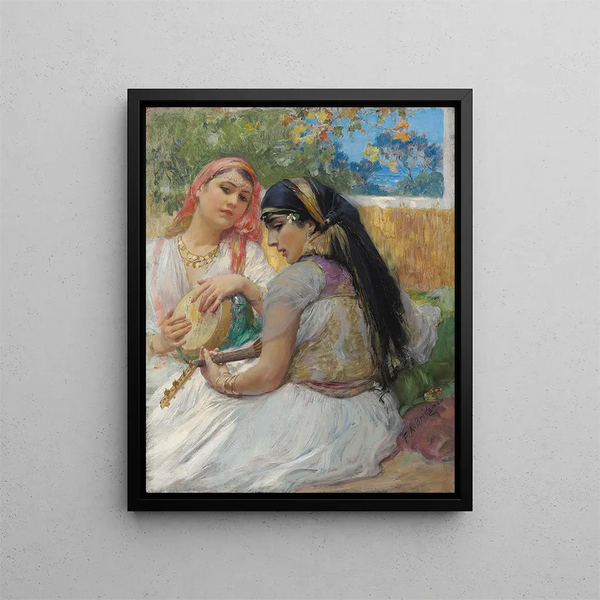Dos jóvenes argelinos - Frederick Arthur Bridgman — cuadro enmarcado en la pared